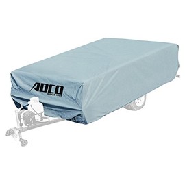ADCO 2895 Pop Up Folding Trailer Polypropylene Cover, Fits 16'1" - 18' Trailers, Gray/White