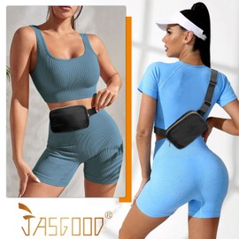 JASGOOD Belt Bag for Women Men Crossbody Fanny Pack Bum Hip Waist Bags with Adjustable Standard Strap for Running,Black