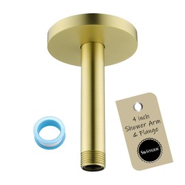 Wall Mounted Stainless Steel Shower Arm Shower Head Extension Pipe Bathroom Accessories 4 Inch Brushed Gold,SW-RD91038-4BG.