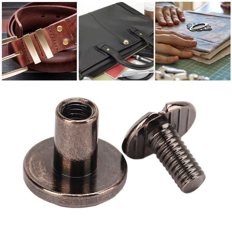 200 Sets Chicago Screws 9.5x8mm DIY Uniform Coating Brass Leather
