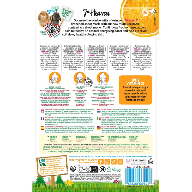 7th Heaven Nutriactive Vitamin C Sheet Masks Multipack (Pack of