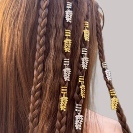 XCSJ 30 pieces dreadlocks jewellery, adjustable metal cuffs, leaves hair accessories for braiding, hair beads for cliping, hair cords for braids, hair jewellery dreadlocks for men and women