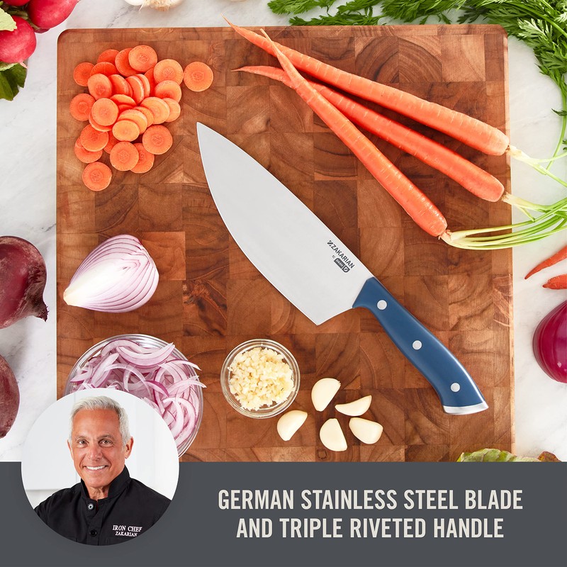 DASH Zakarian 7" German Steel Rocking Chef Knife with Sheath,
