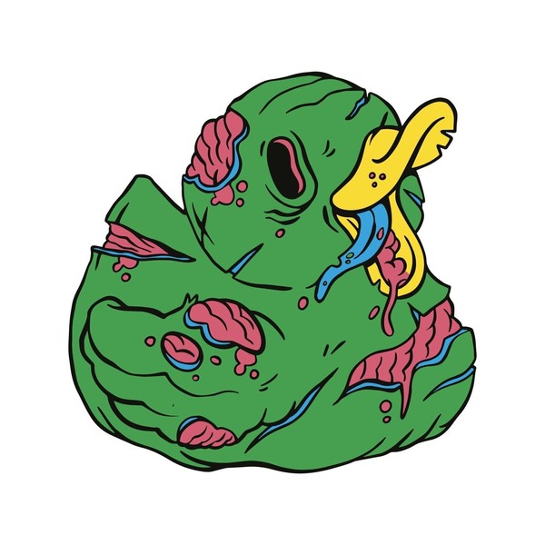 3” Zombie Rubber Duck Sticker Halloween Creepy Green Brains Apocalypse