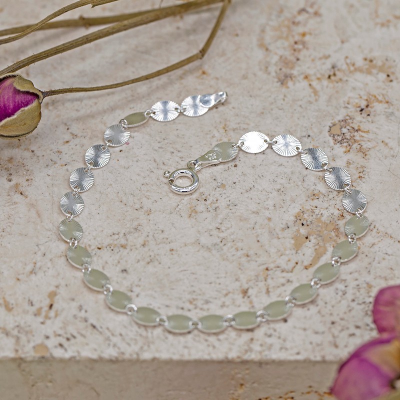 Tuscany Silver Women's Bracelet Sterling Silver Patterned Oval Disc 19