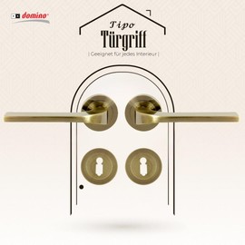 domino Door Handle Set BB Deadlock Set | Round Rosette | Door Handle for Office Door, Cellar Door & Interior Door | Aluminium Door Fittings | Bronze Door Handle Set | TIPO-R M3