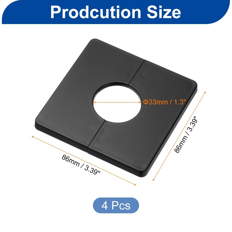 uxcell 4Pcs ABS Plastics Square Shaped Escutcheon Plate, Wall Split