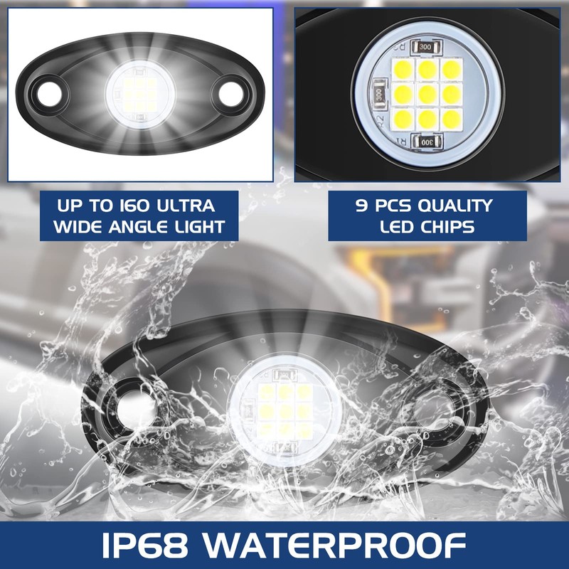 Treela 24 Pods White Rock Lights LED Wheel Well Underglow