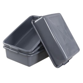Drephia 4 Pack 13 L Utility Commercial Bus Totes, Plastic Bus Box, Gray