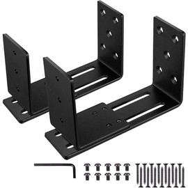 Generic Adjustable Door Barricade Brackets, U Shaped Bracket, C Bracket, 2x4 and 4x4 Or Any Size Lumber, 2 Pcs, gate Brackets, Drop Open Bar Reinforcement Steel Door Bracket for Mounting, Black