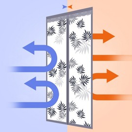 Non-perforated magnetic vinyl windbreak door draft blocking cold weather heating curtain insulation house entrance gray cow