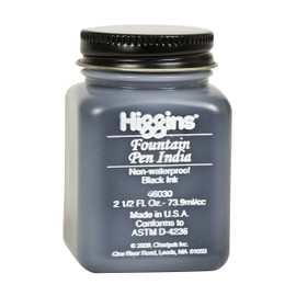 Higgins Black India Fountain Pen Ink, 2.5 Oz Bottle (46030)