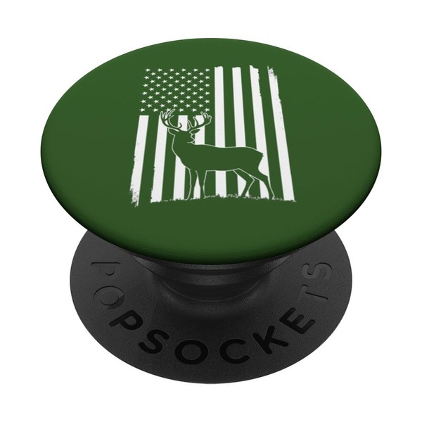 Patriotic Deer Hunting American Flag Design PopSockets Adhesive PopGrip