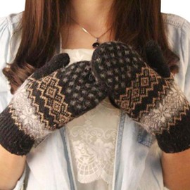 YJZQ Women Winter Fleece Insulated Gloves Knitted Thermal Windproof Snowproof Warm Mittens Super-soft Plush Full Finger Gloves Hand Warmers Winter Sports Ski Snowboard Gloves Xmas Birthday Gifts