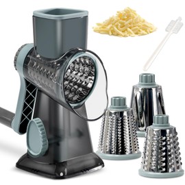 GYH&GXR Rotary Cheese Grater with Handle Vegetable Cheese Shredder Slicer Grater for Kitchen 3 Changeable Blades for Cheese Potato Zucchini Nuts Chocolate.