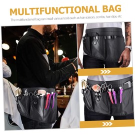 TOVINANNA Scissors Fanny Pack Hairdressing Curly Belt Bag Organizer Hair Comb for Women Lint Remover Hairstylist Tool Mini Cling Film Phone Wrist Bag Spanner Mop Razors for Men Black Canvas