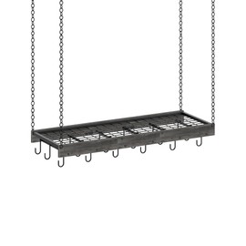 CHOEZON Hanging Pot Rack, 35.4" L x 13" W Ceiling Pot Hanger, Industrial Style Pot Rack, Wall Mounted Pot Hanger for Kitchen, Pot and Pan Hanging Rack, with Hooks, Charcoal Black and Black TPR12BCC1