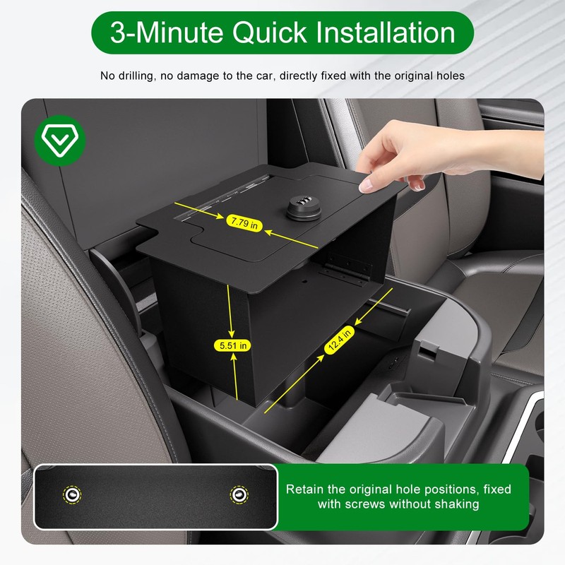 CZmenghe Center Console Safe Vault Compatible with 2023-2025 Chevy Silverado
