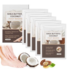 5 Pairs Shea Butter & Coconut Foot Peel Mask - Foot Peel Mask for Hard Skin - Deep Moisturising Socks - Repair Cracked Heels & Remove Dead Skin - Relaxes Foot Care Foot Masks Socks