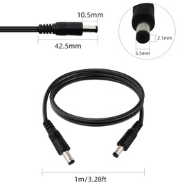DC5.5x2.1mm 12V Male to Male Cable 18AWG Male to Male Extension Cable 12V Emergency Power 5521 Connector(6.5ft-2pcs)