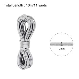 PATIKIL Elastic Cord Heavy Stretch String Rope 1/8" 11 Yards(3mm x 10m) White for Crafting DIY Sewing Hook Straps Camping Tie Down Strap