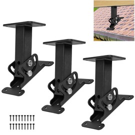 Wdwlbsm 3Pcs Adjustable Roof Riser Beam Brackets, Heavy Duty Metal Black Roof Mount Brackets for Pergola Gazebo Hardware