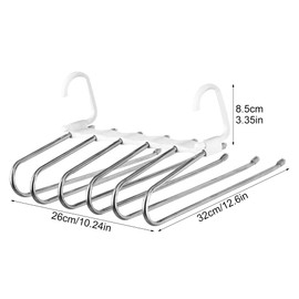 2 Pack Pants Hangers,6 in 1 Space-Saving S-Type Stainless Steel Clothes Pants Hangers with Anti-Slip Design,Suitable for Clothes Closet Storage Organizer of Pants, Jeans, Skirts(Sliver)