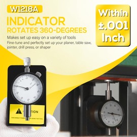 W1218A Dial Indicator Rotates 360 Degree Durable Powerful Magnetic Base for Planers Woodworking Machinery Within ±.001-Inch