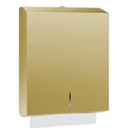 Stardrix Paper Towel Dispenser Wall Mount, Brushed Gold Stainless Steel Commercial Paper Towel Holder with Lock, Large Capacity 400 C Fold/525 Multifold Towels