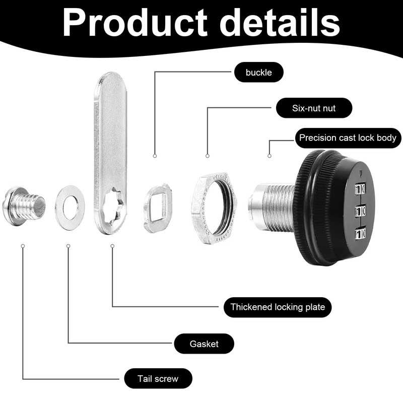 Mikqky Pack of 2 3-Digit Combination Lock, Drawer Combination Lock,
