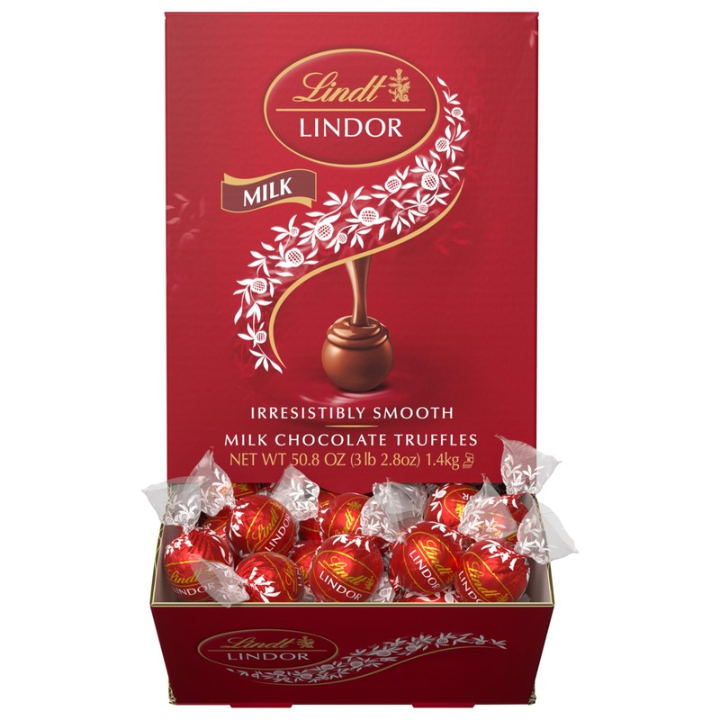 Lindt LINDOR Milk Chocolate Candy Truffles, Milk Chocolate with Smooth,