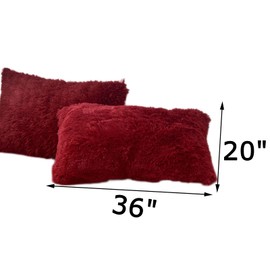 MorroMorn Decorative Pillows Covers, 2 Packs Faux Fur Pillow Cases, Luxury Shaggy Throw Pillowcase Cushion Shams with Zipper Home Decor for Couch Sofa Bed Room (Dark Red, King/California King)