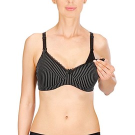 Naturana Damen Bügelloser Schwangerschafts-BH, Schwarz (Black/White),100B