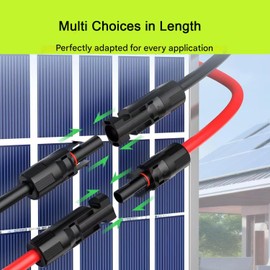 JXMXRPV 33Ft Solar Panels Extension Cables, 6mm² PV Cable with Male and Female Connectors, IP68 Waterproof, 10AWG Solar Wire