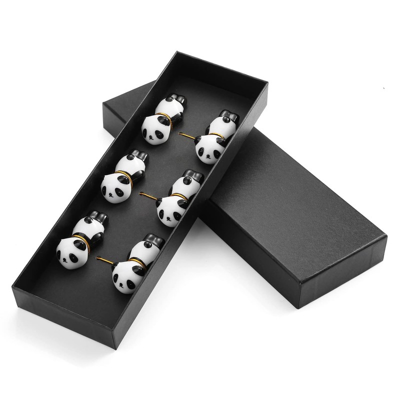 Set of 6 ceramic panda chopsticks rests with gift box,