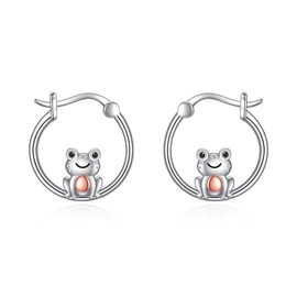 Frog Hoop Earrings 925 Sterling Silver Cute Animal Frog Earrings Jewelry Gifts for Women Girls