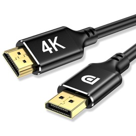 4K DisplayPort to HDMI 6 Feet Gold-Plated Cable 2 Pack, 4K@30Hz, 2K@60Hz, 1080P Full HD, Uni-Directional DP 1.2 Computer to HDMI 1.4 Screen Cable, Compatible with NVIDIA, AMD, HP, Projector, Desktop