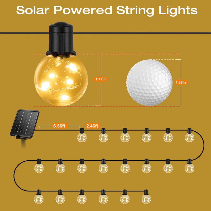 KepStars Outdoor String Lights Solar Powered Waterproof, 50ft 20 LED