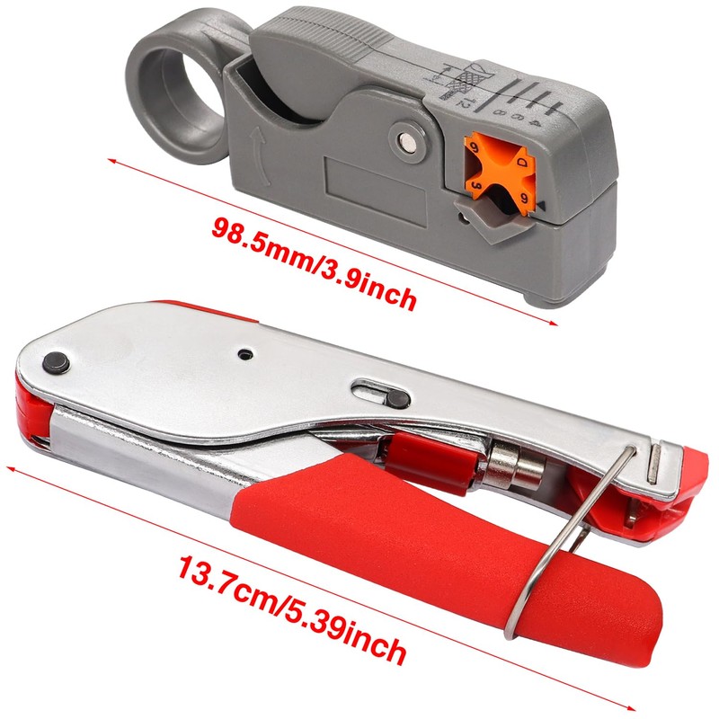 Taiss Coax Cable Crimper Tool Kit with 20 PCS F