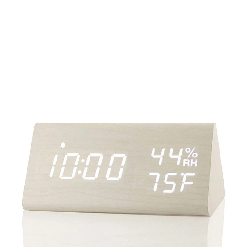 JALL Digital Alarm Clock, with Wooden Electronic LED Time Display,