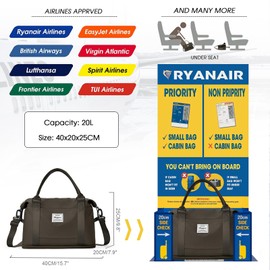 HPLQQ Weekender Travel Bag Women's Sports Bag Ryanair & Easyjet Hand Luggage Bag Hospital Bag Travel Duffle Bag Swimming Bag Training Bag with Shoe Compartment for Aeroplane Travel, F14-Dark Curry