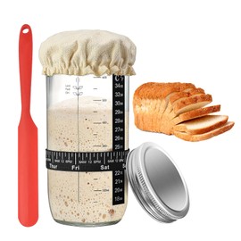 Kit de inicio de masa madre para pan - Tarro de inicio de masa madre y 5 accesorios profesionales para hornear Pan de masa madre reutilizable Gran capacidad (25oz)