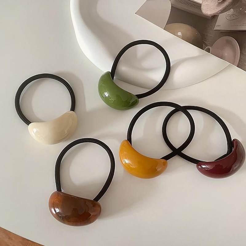 5 Pack Geometric Oval Hair Ties Semi-Arc Ponytail Hair Ties