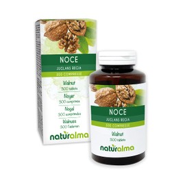 Walnut (Juglans regia) Hulls of The Fruit or Pericarp (Walnut Husk) and Leaves NATURALMA | 150 g | 300 Tablets of 500 mg | Food Supplement | Natural and Vegan