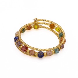 Sospiri Venezia - Bracelet for women with 16 glass beads, diameter 8 mm, original Murano - jewellery made in Italy certified, Murano glass