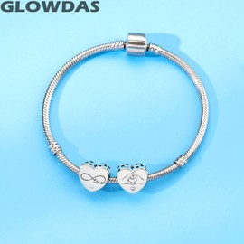 GLOWDAS Valentine's Day Theme Charms, I Love You, Smile, Face, Dreamcatcher, Love, Heart, Flowers, Knot Penny 1, Crescent Moon and Star Beads in Sterling Silver, Gifts for Family/European Bracelet,