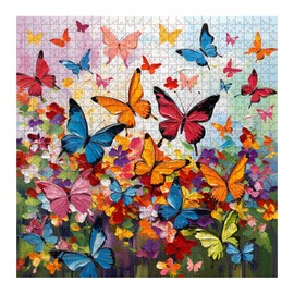 Butterfly Puzzles for Adults 1000 Pieces, Colorful Flower Puzzle Butterfly Art Painting Puzzle, Garden Puzzle, Hard Difficult Challenging Jigsaw Puzzles for Adults