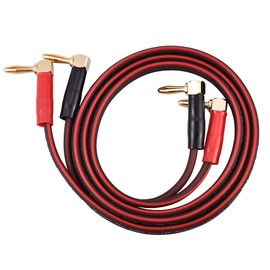 HI-FI Pure Copper Speaker Cable Right Angle L Type Banana Plugs Line Wire Red &amp; Black 1 Meter