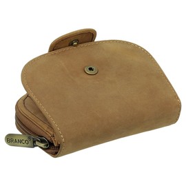 Luxury Leather Women's Purse with Zip 13.5 cm Various Colours, Brown (rust), Modern