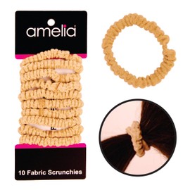 Amelia Beauty, 10-Pack Tan Ribbed Scrunchies, 2.25in, Strong Hold, No-Snag Hair Ties – Gentle, Crease-Free & For All Hair Types!